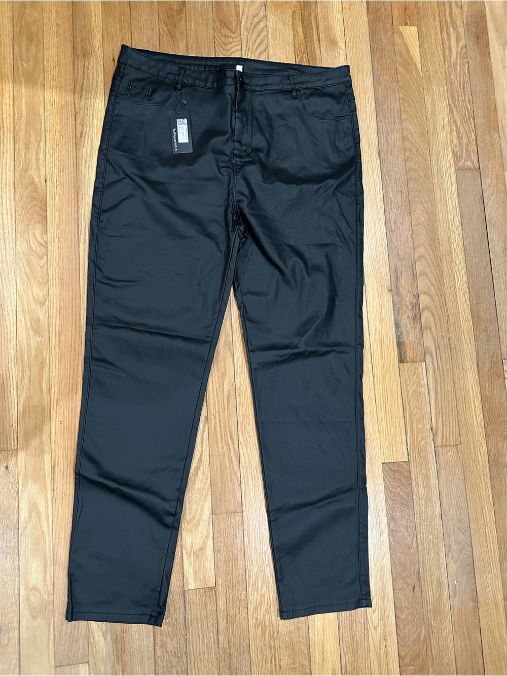 Women's New NWT Sz 4X Black Faux Leather Skinny Pants Jeans